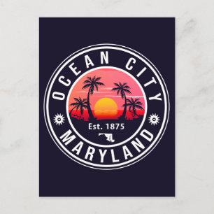 Carte Postale Ocean City Maryland Retro Sunset Souvenirs 60s