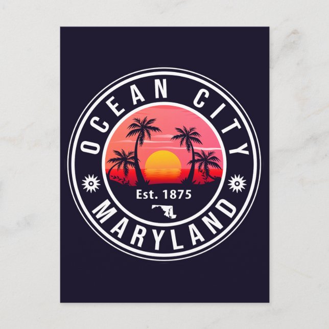Carte Postale Ocean City Maryland Retro Sunset Souvenirs 60s (Devant)