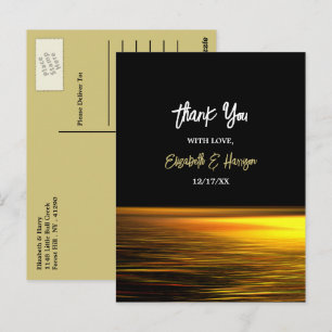Carte Postale Océan doré, Merci de mariage élégant sur la plage