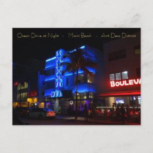 Carte Postale Ocean Drive Miami Beach Art Deco District de nuit