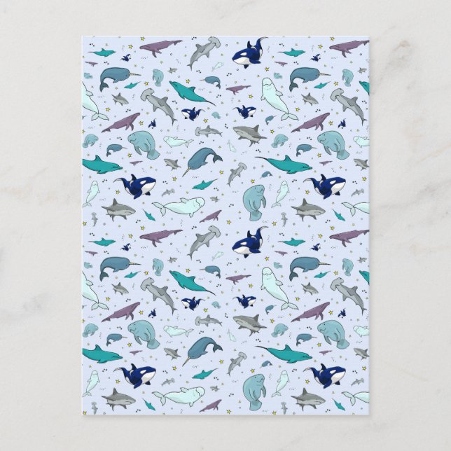 Carte Postale Océan en bleu (Devant)