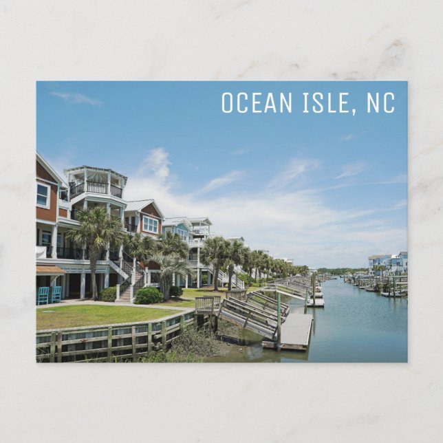 Carte Postale Ocean Isle North Carolina Canal Homes Voyage (Devant)