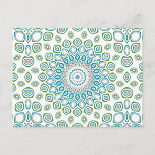 Carte Postale Ocean Mandala en bleu et gris et blanc