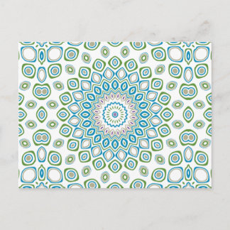 Carte Postale Ocean Mandala en bleu et gris et blanc