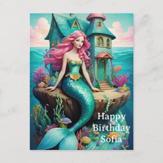Carte Postale Ocean Mermaid Happy Birthday 