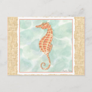 Carte Postale Ocean Orange Seahorse