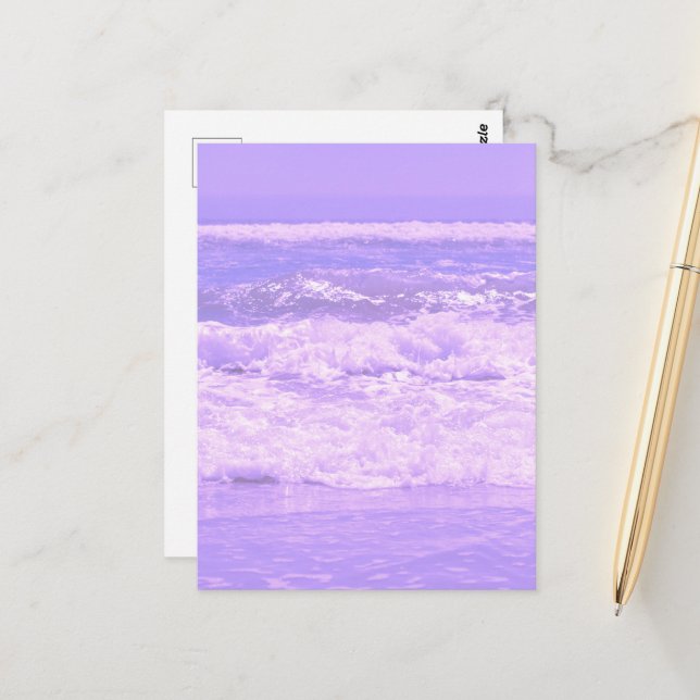 Carte Postale Ocean Sea Beach Purple Waves Water (Devant/Arrière en situation)