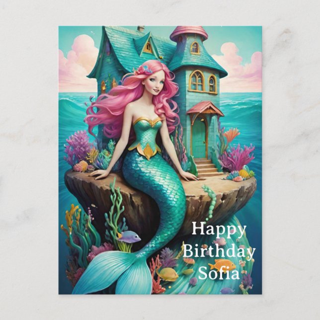Carte Postale Océan Sirène Joyeux Anniversaire  (Devant)