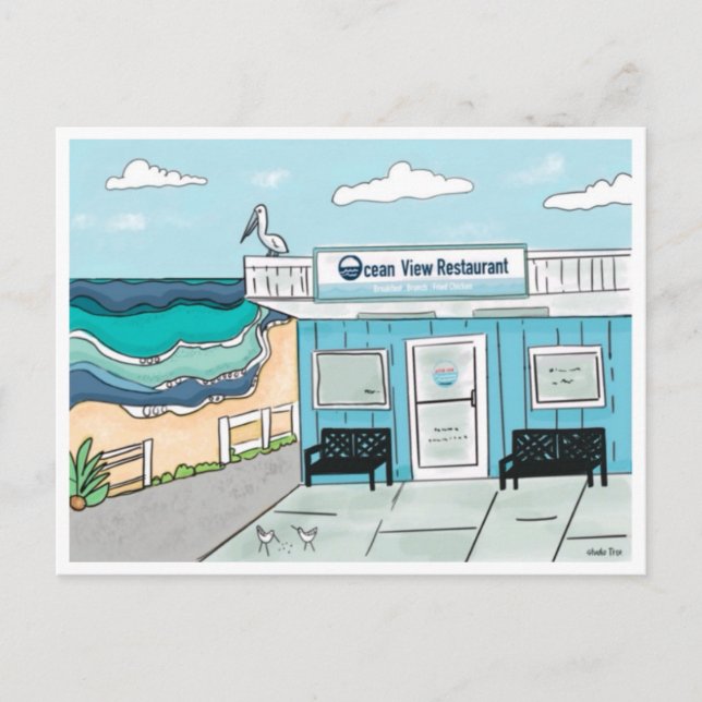 Carte Postale Ocean View Restaurant Kure Beach Caroline du Nord (Devant)