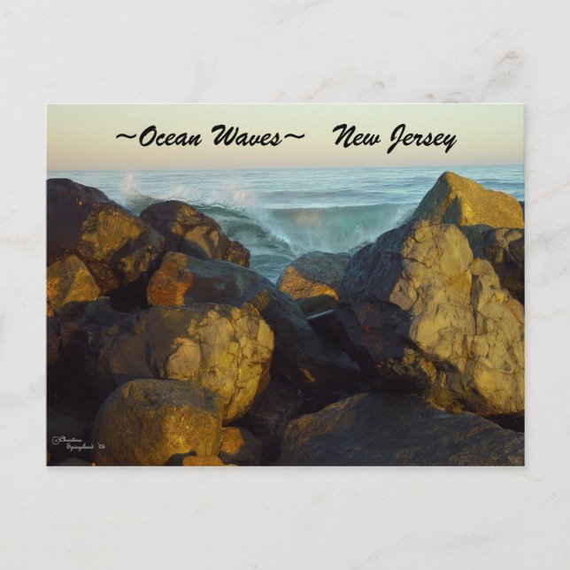 Carte Postale Ocean waves rochers New Jersey Postcard (Devant)