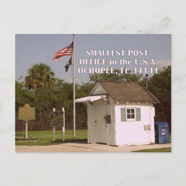 Carte Postale Ochopee, FL - Bureau de poste le plus petit d'Amér (Devant)