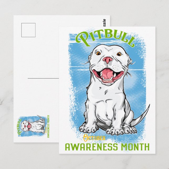 Carte Postale Octobre, Mois de la sensibilisation à Pitbull Épic (Devant / Derrière)