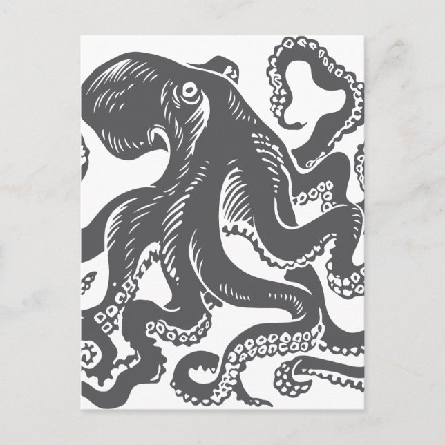 Carte Postale Octopus 1 noir (Devant)