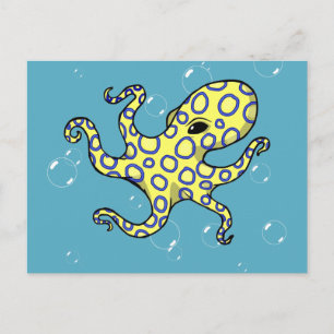 Carte Postale Octopus à anneau bleu