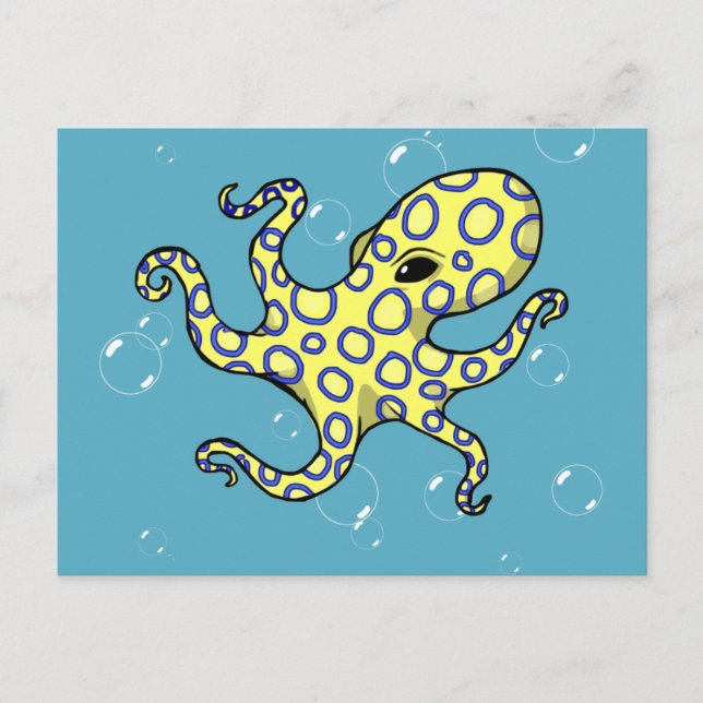Carte Postale Octopus à anneau bleu (Devant)