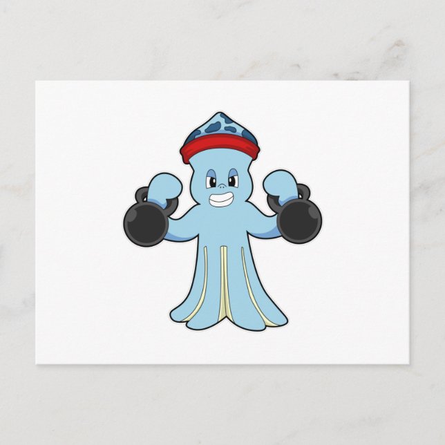 Carte Postale Octopus as Bodybuilder with Dumbbells (Devant)
