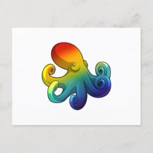 Carte Postale Octopus avec arc-en-ciel