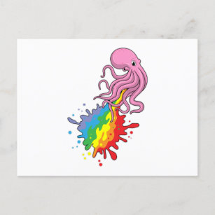 Carte Postale Octopus avec arc-en-ciel