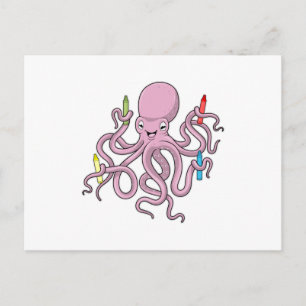 Carte Postale Octopus avec Crayon