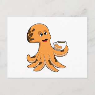 Carte Postale Octopus avec la coupe du café