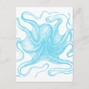 Carte Postale Octopus bleu