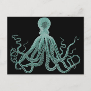 Carte postale octopus bleu