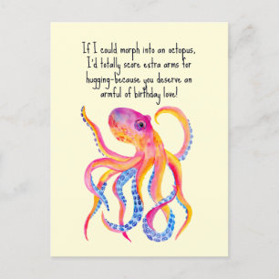 Carte Postale Octopus Bras Supplémentaires Pour Accrocher Whimsy