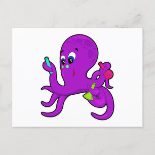 Carte Postale Octopus comme enseignant avec équipement de labora