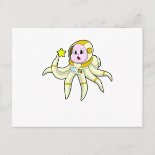 Carte Postale Octopus comme plongeur avec étoile