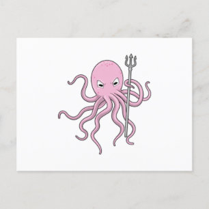 Carte Postale Octopus en tant qu'assistant avec Trident