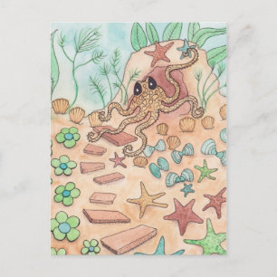 Carte Postale Octopus et son jardin