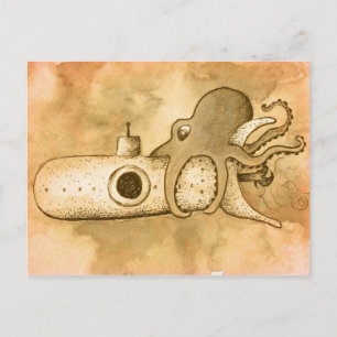 Carte Postale Octopus et sous-marins