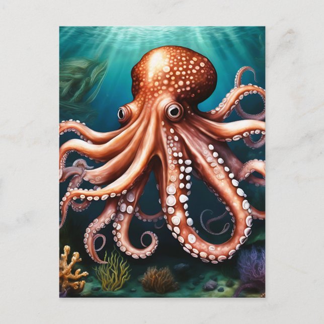Carte Postale Octopus Portrait Océan (Devant)