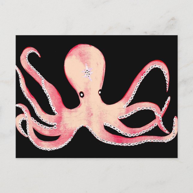 Carte Postale Octopus rose (Devant)