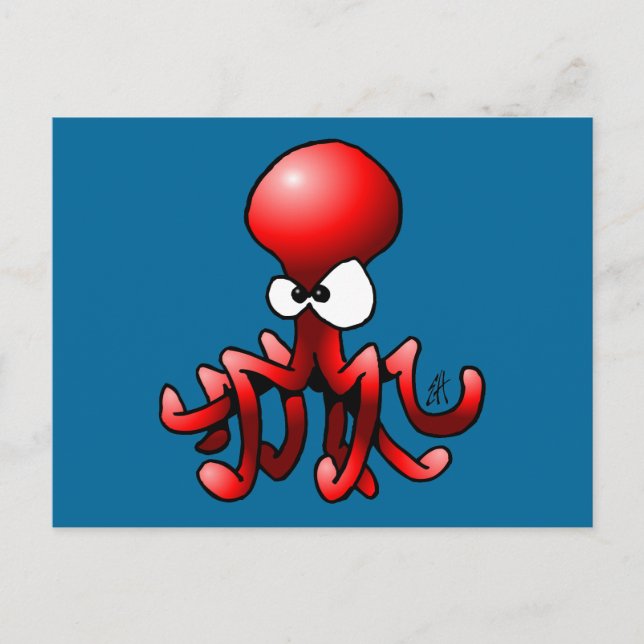 Carte Postale Octopus rouge (Devant)
