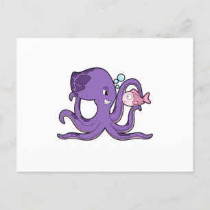 Carte Postale Octopus with Fish