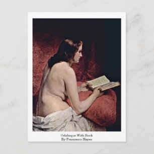 Carte Postale Odalisque Avec Livre De Francesco Hayez