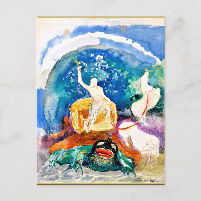 Carte Postale Odilon Redon - Apollo chevauchant un monstre vert (Devant)