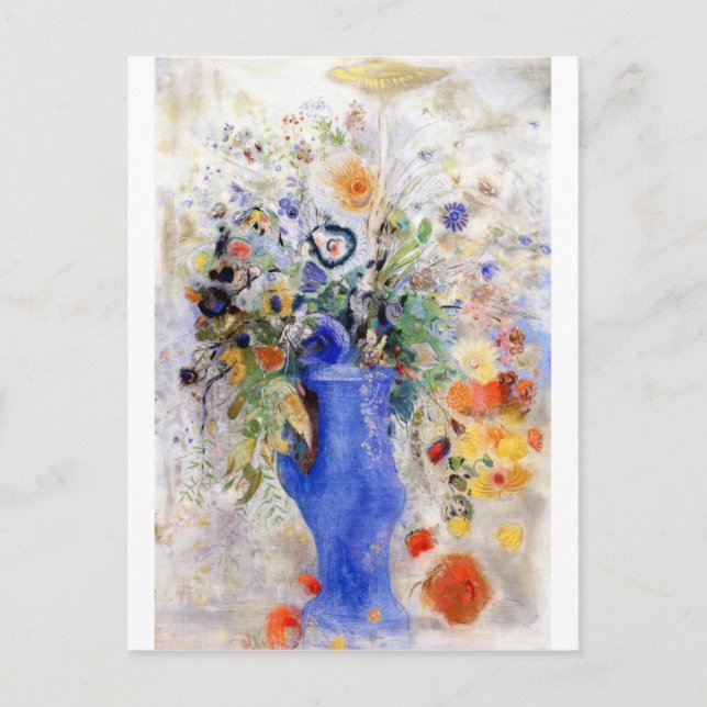 Carte Postale Odilon Redon - Grand Bouquet dans Pastel Blue Vase (Devant)