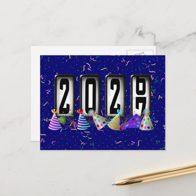 Carte Postale Odomètre du Nouvel An 2027 (Devant/Arrière en situation)