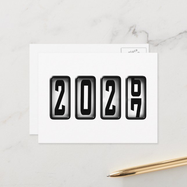 Carte Postale Odomètre du Nouvel An 2027 (Devant/Arrière en situation)