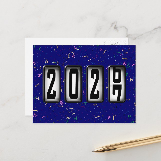Carte Postale Odomètre du Nouvel An 2027 (Devant/Arrière en situation)