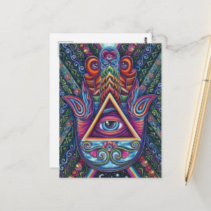Carte Postale OEil à vue unique de couleur vive