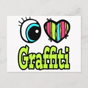 Carte Postale Œil brillant cœur j'aime graffiti
