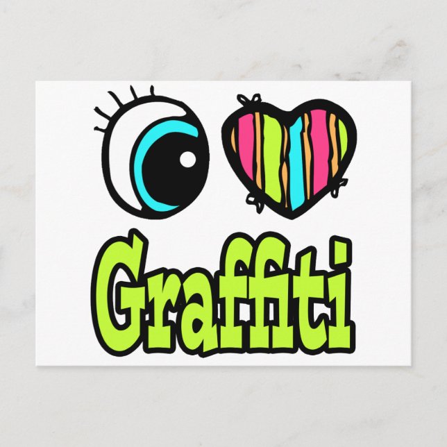 Carte Postale Œil brillant cœur j'aime graffiti (Devant)
