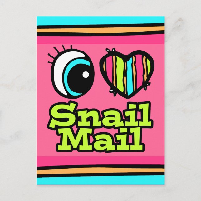 Carte Postale Œil brillant cœur j'aime snail mail (Devant)