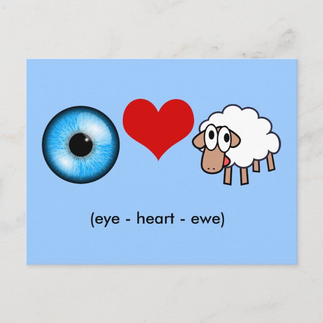 Carte Postale Oeil-Coeur-Ewe (Je T'Aime !) (Devant)