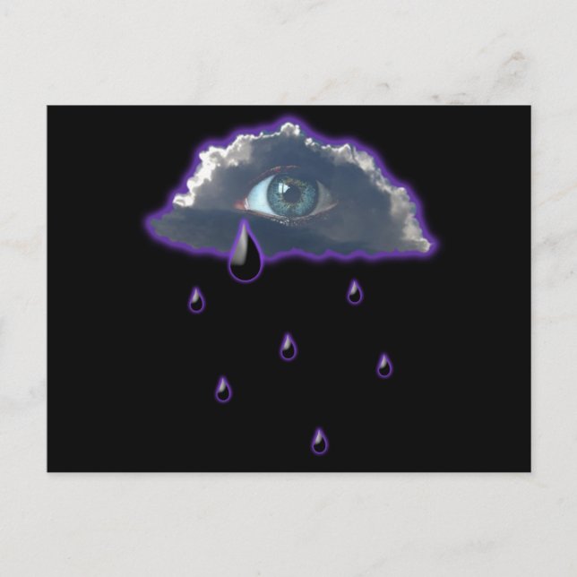 Carte Postale oeil dans le ciel avec larmes de pluie (Devant)
