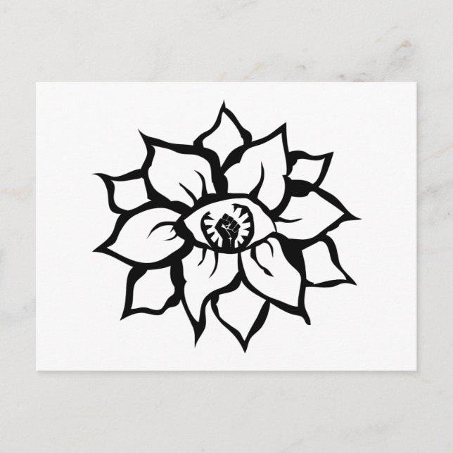 Carte Postale oeil de poing noir de la fleur (Devant)
