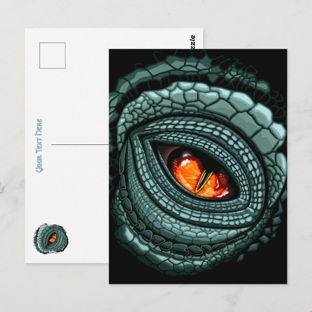 Carte Postale Œil de prédateur reptile primal (Devant / Derrière)